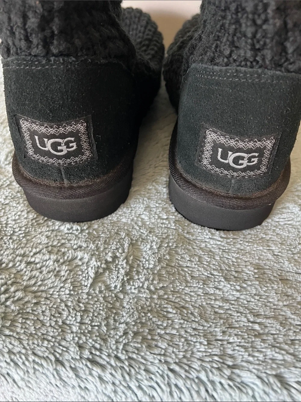UGG Classic Solene Tall Knit Boots Black Size 9 Like New